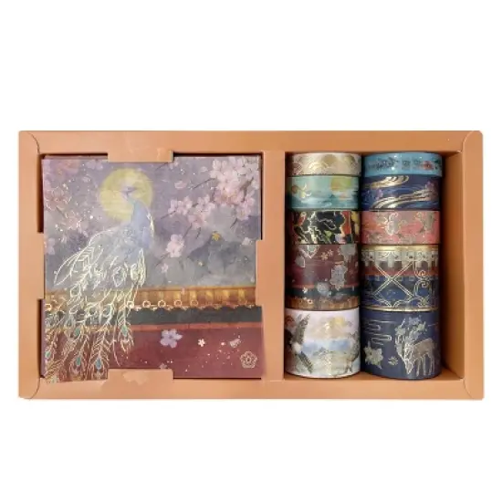 Wrapables Decorative Gold Foil Washi Tape and Sticker Set for Stationery, Diary, Card Making (10 Rolls & 10 Sheets) image {20}