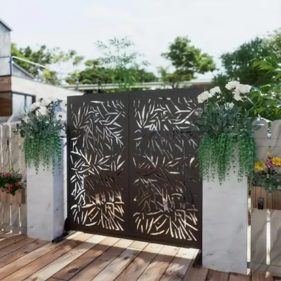 PexFix Metal Freestanding Privacy Screen Garden Fence For Deck Patio Balcony Outdoor Privacy Panel Star Design image {7}