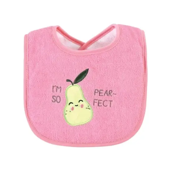 Hudson Baby Infant Girl Cotton Terry Drooler Bibs with Fiber Filling, Fruits, One Size image {5}