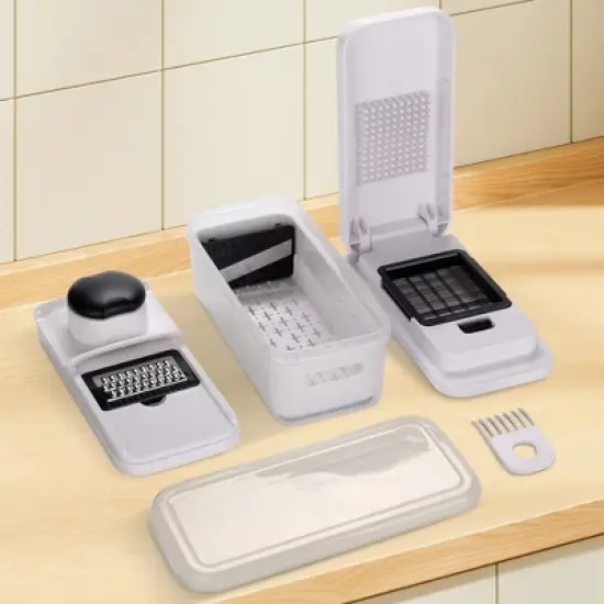 Cheer Collection 7-Blade Vegetable Slicer & Chopper with Container and Lid image {5}