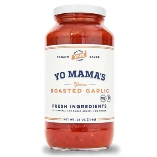 Yo Mama's Foods Low-Sodium & Low-Carb Keto Roasted Garlic Pasta Sauce 3pk / 25oz image {1}