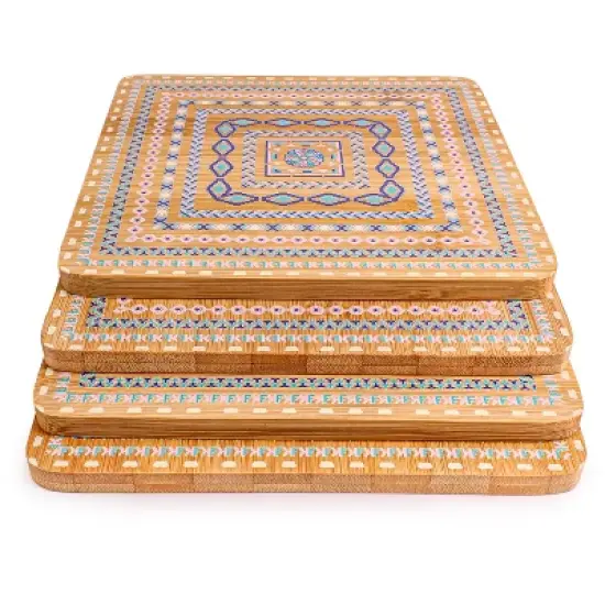 BergHOFF Bamboo Multi-Colored Trivet, Set of 4 image {1}