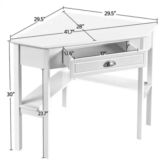 Yaheetech Corner Computer Desk Workstation MDF Desktop Pine Legs for Home&Office image {3}