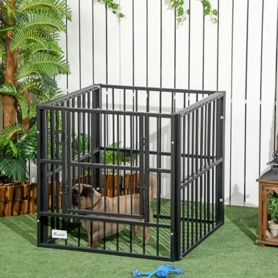 PawHut 33" - 60" x 31.5" Indoor & Outdoor Dog Playpen for Small & Medium Dogs, Dog Kennel Outdoor Playpen Dog Exercise Pen, Dog Run Enclosure image {1}