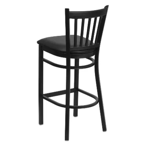 Emma and Oliver Black Vertical Back Metal Restaurant Dining Barstool image {8}