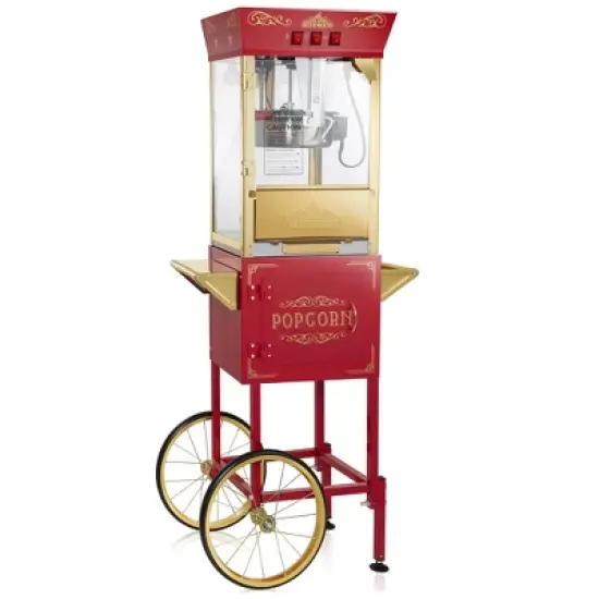 Olde Midway Movie Theater-Style Popcorn Machine Popper with Cart and 10 oz Kettle image {10}