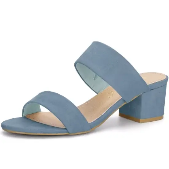 Allegra K Women's Block Heel Dual Straps Slide Sandals image {16}