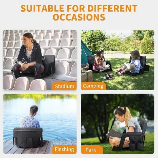 DoCred Heated Massage Stadium Seats, 6 Reclining Position Bleacher Seat with Back & Arm Support, 3 Levels of Heat&Massage image {8}