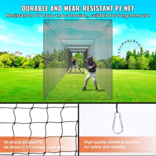 VEVOR Baseball Batting Netting, Professional Softball Baseball Batting Hitting Training Net,Portable Pitching Cage Net with Door & Carry Bag(NET ONLY) image {4}
