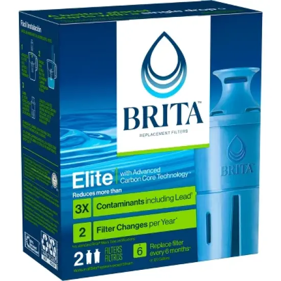 Brita 2ct Elite Replacement Water Filter for Pitchers and Dispensers image {2}