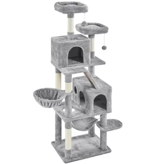 Yaheetech 71.5"H Plush Cat Tree with 2 Condos image {10}