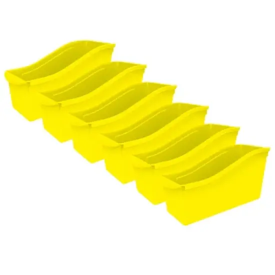 Storex Large Book Bin, Yellow, Pack of 6 image {3}