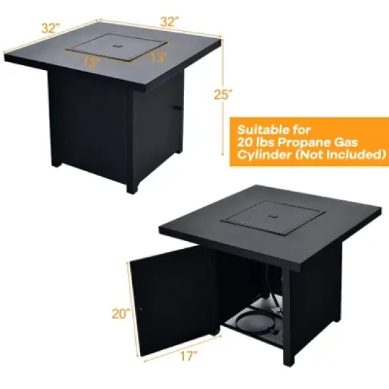 Costway 32'' Patio Fire Pit Table Propane Heater 40,000 BTU w/CSA Certification image {3}