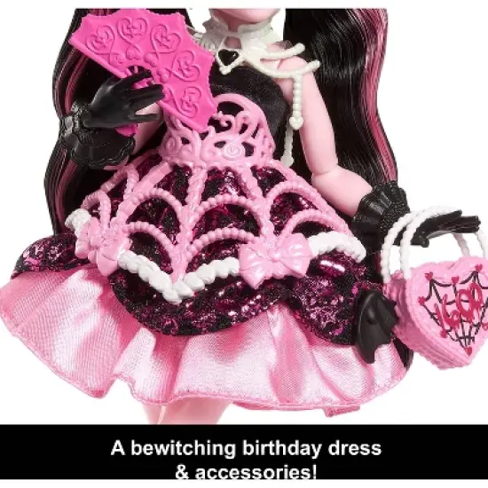 Monster High Scary Sweet Birthday Draculaura Doll in Party Dress with Balloon & Gift image {2}