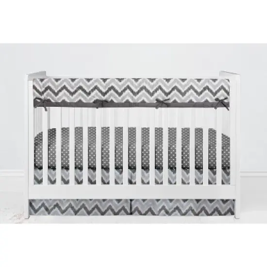 Bacati - Mix n Match Chevron/Dots Long Crib Rail Guard Cover White/Gray image {2}