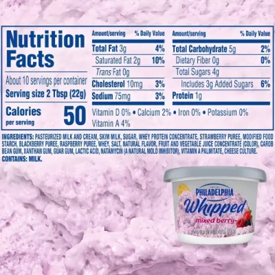 Philadelphia Mixed Berry Whipped Cream Cheese Spread - 7.5oz image {5}