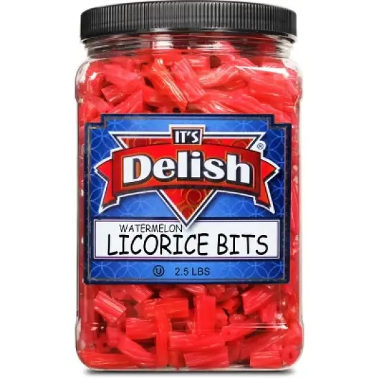 Watermelon Licorice Bits by It's Delish, 2.5 LBS (40 Oz) Jumbo Container Jar image {2}