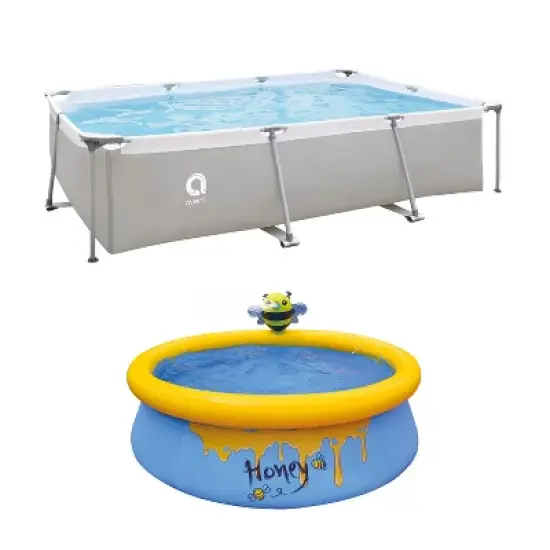 JLeisure Avenli 17773 10 x 6.5 x 2 Feet and 5' x 16.5" Bee Spray Outdoor Backyard Above Ground Rectangular Steel Frame Swimming Pool (2 Pack) image {1}