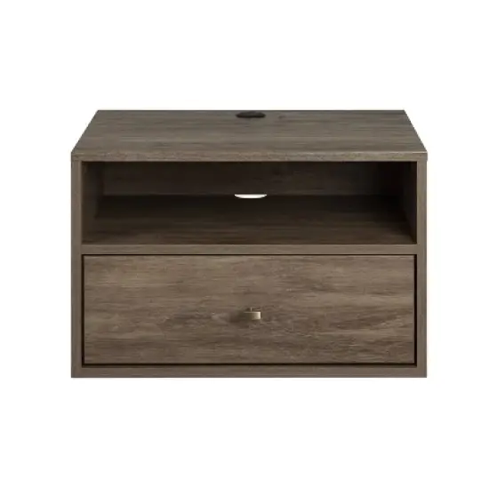 Floating 1 Drawer Nightstand with Open Shelf - Prepac image {16}