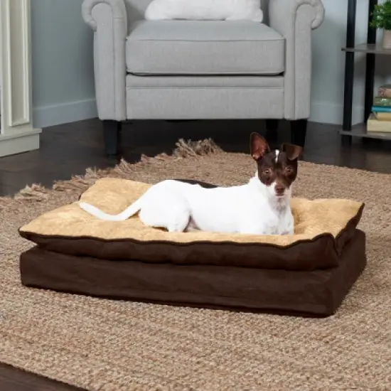 FurHaven Mink Fur & Suede Pillow-Top Orthopedic Dog Bed image {2}