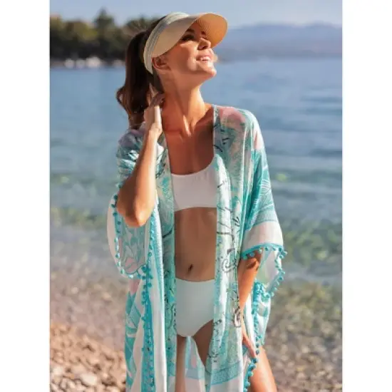 Shiraleah Blue Tropical Print Cover Up image {4}