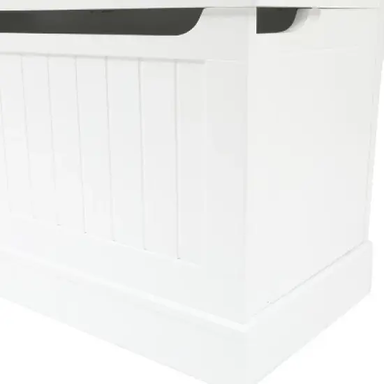 LuxenHome White MDF Hall Tree with Storage Bench image {2}