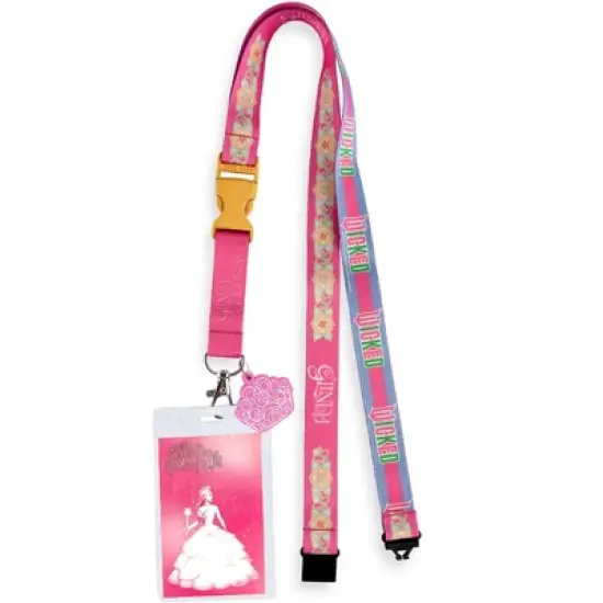 Wicked Lanyard You're Gonna Be Popular Breakaway Clear ID Badge Holder Keychain Pink image {5}