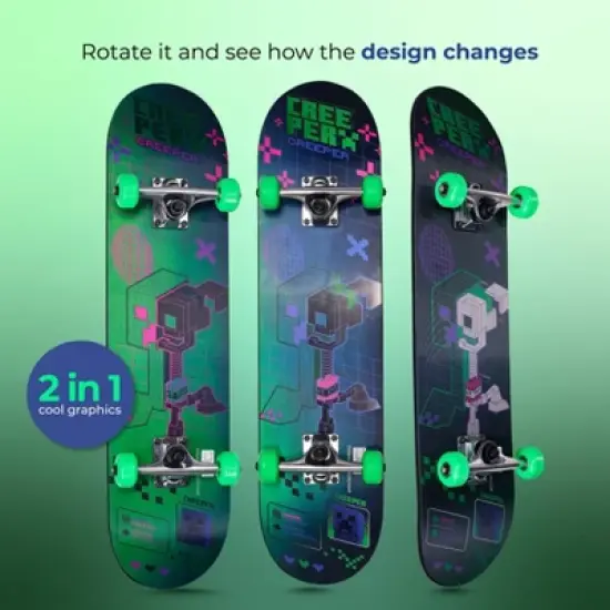 Minecraft 31'' Lenticular Deck Standard Skateboard - Green image {1}