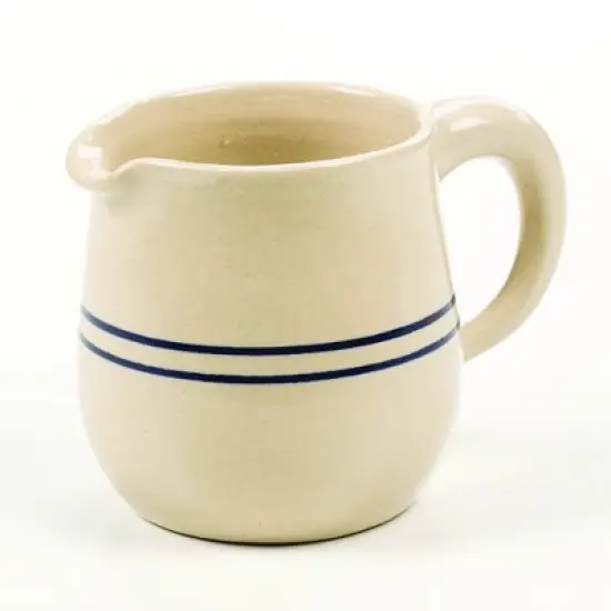 Martinez Pottery Syrup Pitcher or Creamer - Handmade Heritage Blue Stripe Stoneware image {2}