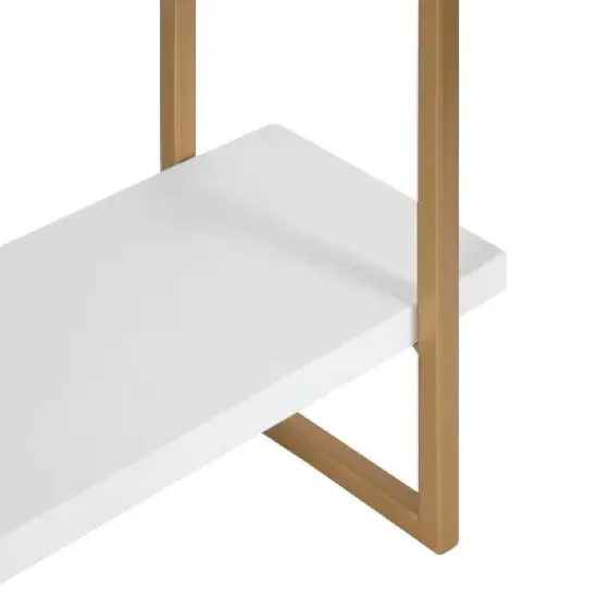 20" x 30" Leigh Wood and Metal Wall Shelf White/Gold - Kate & Laurel All Things Decor image {3}