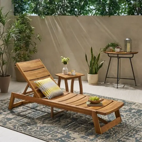 Mahalo 2pc Acacia Wood Chaise Lounge Set - Christopher Knight Home image {6}