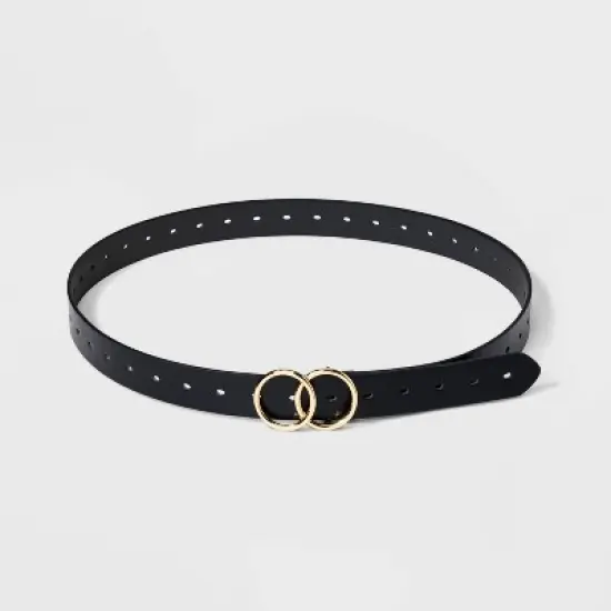 Women's Double Buckle Belt - Ava & Viv&trade; Black image {1}