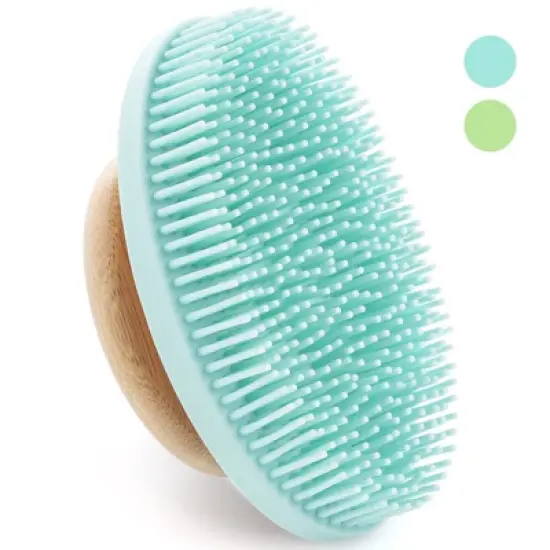 LiBa Silicone Body Scrubber - Soft Shower Brush with Bamboo Handle, image {4}