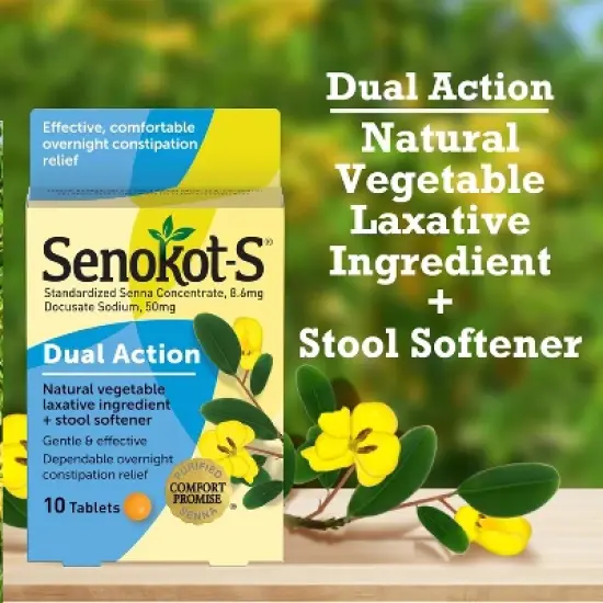 Senokot-S Natural Vegetable Laxative Ingredient Plus Stool Softener Tablets image {5}