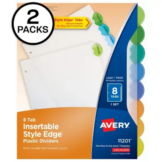 Avery 8-Tab Style Edge Dividers, Insertable Tabs, 2 Sets of 11201 image {7}