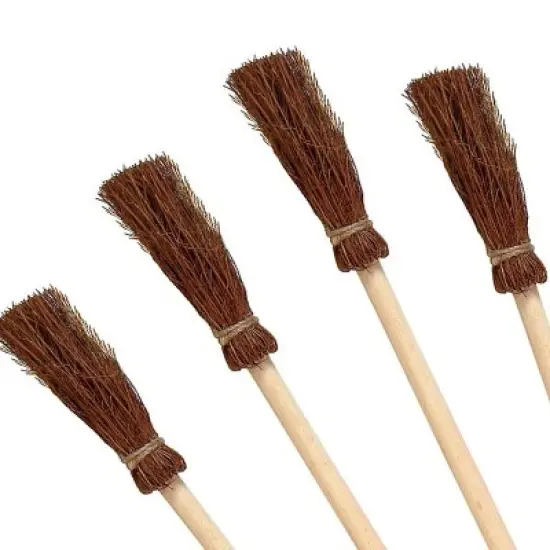 Spooktacular Fun! Witch Broom Pens (4 Pack) - Black Ink, Wooden Broom Handle, Halloween Stationery image {4}