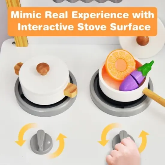 Costway Kids Play Kitchen Set Toddler Pretend Cooking Set w/ Cabinet&Accessories image {5}