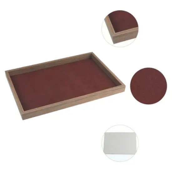 Unique Bargains Velvet Brown Jewelry Container Trays with Removable Dividers 4 Pcs image {1}