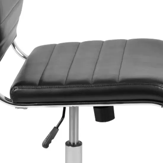 Emma and Oliver Mid-Back Armless LeatherSoft Ribbed Executive Swivel Office Chair image {6}