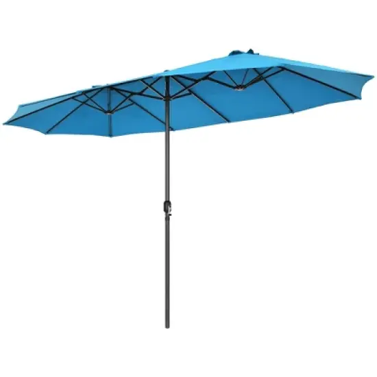 Costway 15FT Patio Double-Sided Umbrella Crank Outdoor Garden Market Sun Shade Red\Blue\Coffee\Beige\Navy\Orange\Turquoise image {10}