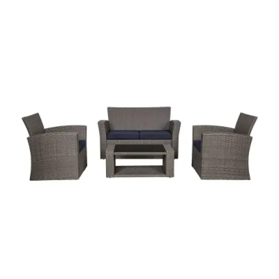 WestinTrends 4 Piece Outdoor Wicker Rattan Conversation Sofa set with Coffee table image {17}