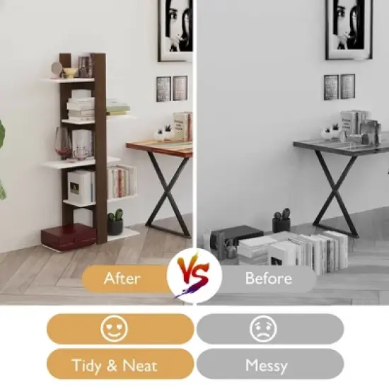 Costway 5-Tier Bookshelf Freestanding Storage Shelf Tree Bookshelf Room Divider image {5}