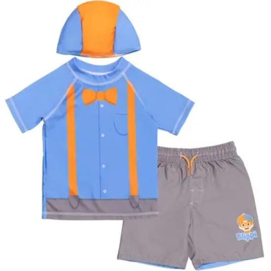 Blippi Cap Swim Trunks and Rash Guard 3 Piece Swimsuit Set Toddler  image {7}