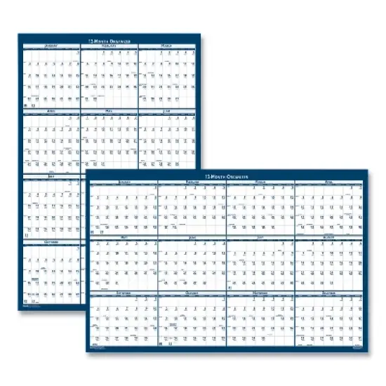 Recycled Poster Style Reversible/Erasable Yearly Wall Calendar, 32 x 48, White/Blue/Gray Sheets, 12-Month (Jan to Dec): 2026 image {3}