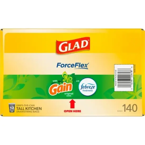 Glad ForceFlex Drawstring Trash Bags - Gain Original - 13gal/140ct image {15}