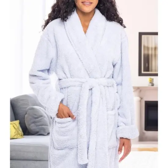 Women's Fuzzy Plush Fleece Winter Robe, Warm Soft Bathrobe for Her image {4}
