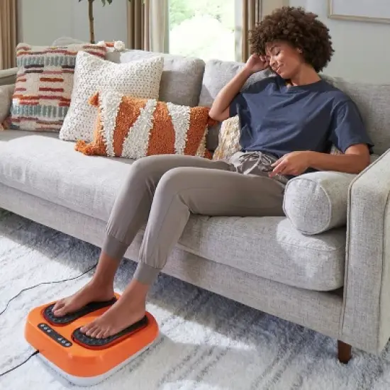 Foot Massager &ndash; Vibrating Platform with Rotating Acupressure for Feet and Legs with Remote Control Included by Bluestone (Orange) image {2}