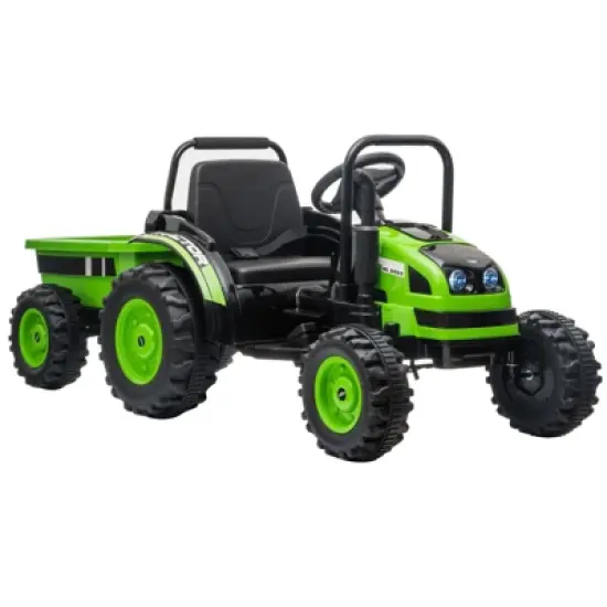 Ride Tractor for Kids, Tractor Ride On with Trailer, 12V Battery Powered Electric Tractor with Remote Control, 35W Dual Motors, Unload Button image {8}