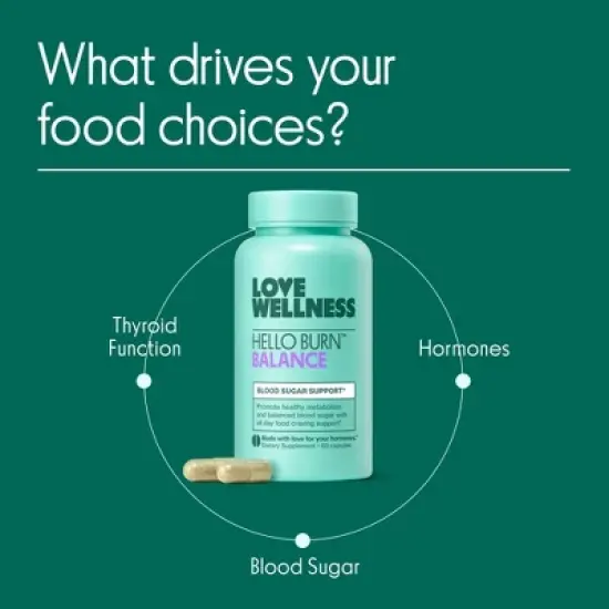 Love Wellness Hello Burn Balance Blood Sugar Support Vegan Capsules - 60ct image {2}
