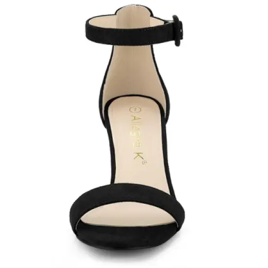 Allegra K Women's Ankle Strap Clear Heel Chunky Heels Sandals image {2}